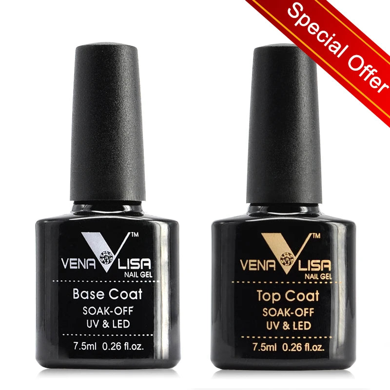 Venalisa Long Wear Top Coat Tempered Top Coat Peel Off Base Coat Color Nail Gel Polish Beautiful Semi Permanent Nail Gel Enamel