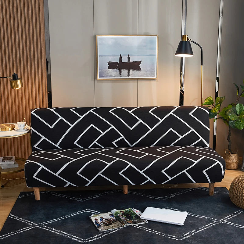 black geometric folding sofa bed cover sofa covers spandex stretchdouble seat cover slipcovers for living room geometric print