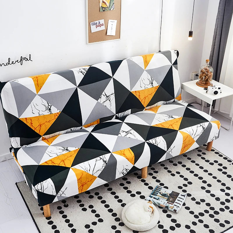 black geometric folding sofa bed cover sofa covers spandex stretchdouble seat cover slipcovers for living room geometric print