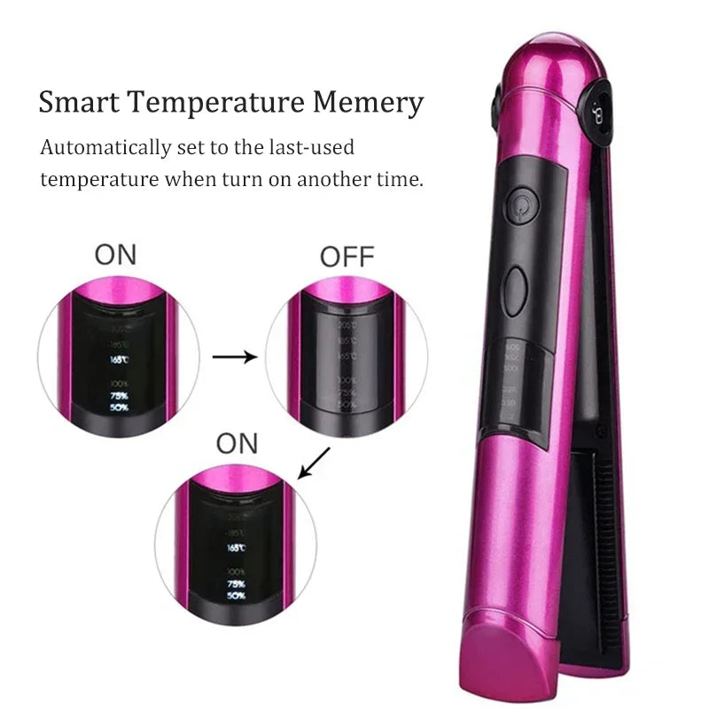 USB Rechargeable Professional Hair Curling Iron 2 IN 1 Twist  Portable Hair Straightener & Curler Flat Hair Styler Styling Tool