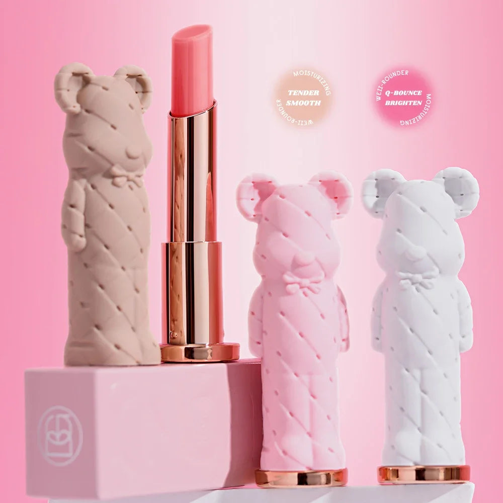 Beauty Glazed Bear Moisturizing Lipstick,Colored Lip Balm,Nourishing Lip stick,Easy To Color,Watery