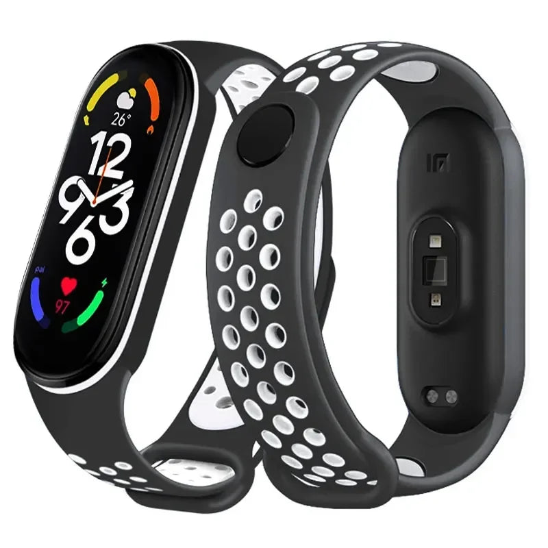 Silicone Watchband for Xiaomi Mi Band 7 NFC Smartwatch Sport Wrist Bracelet with Air-Hole Design Compatible with Mi Band 6 5 4 3 7 8