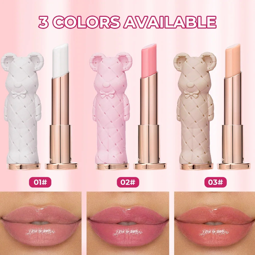 Beauty Glazed Bear Moisturizing Lipstick,Colored Lip Balm,Nourishing Lip stick,Easy To Color,Watery