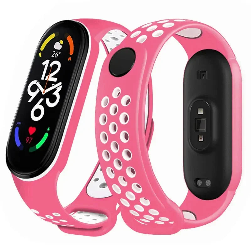 Silicone Watchband for Xiaomi Mi Band 7 NFC Smartwatch Sport Wrist Bracelet with Air-Hole Design Compatible with Mi Band 6 5 4 3 7 8