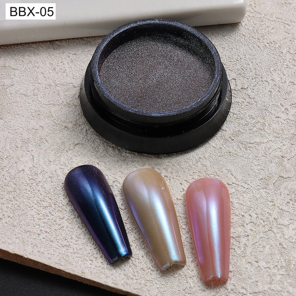 Aurora Chrome Nail Powder Blue Mermaid Rubbing Dust Chameleon Mirror Effect for Nails Fine Glitter Pigment Manicure Material BBX