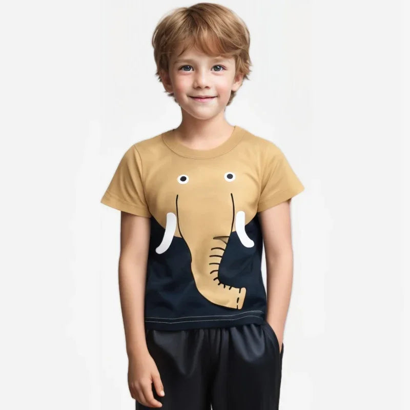 2025 Summer Children 3D Cartoon T-shirt for Boy Animal Printing Dinosaur Shark Boys T Shirt Girls Tops Tees Cartoon Kids Clothes