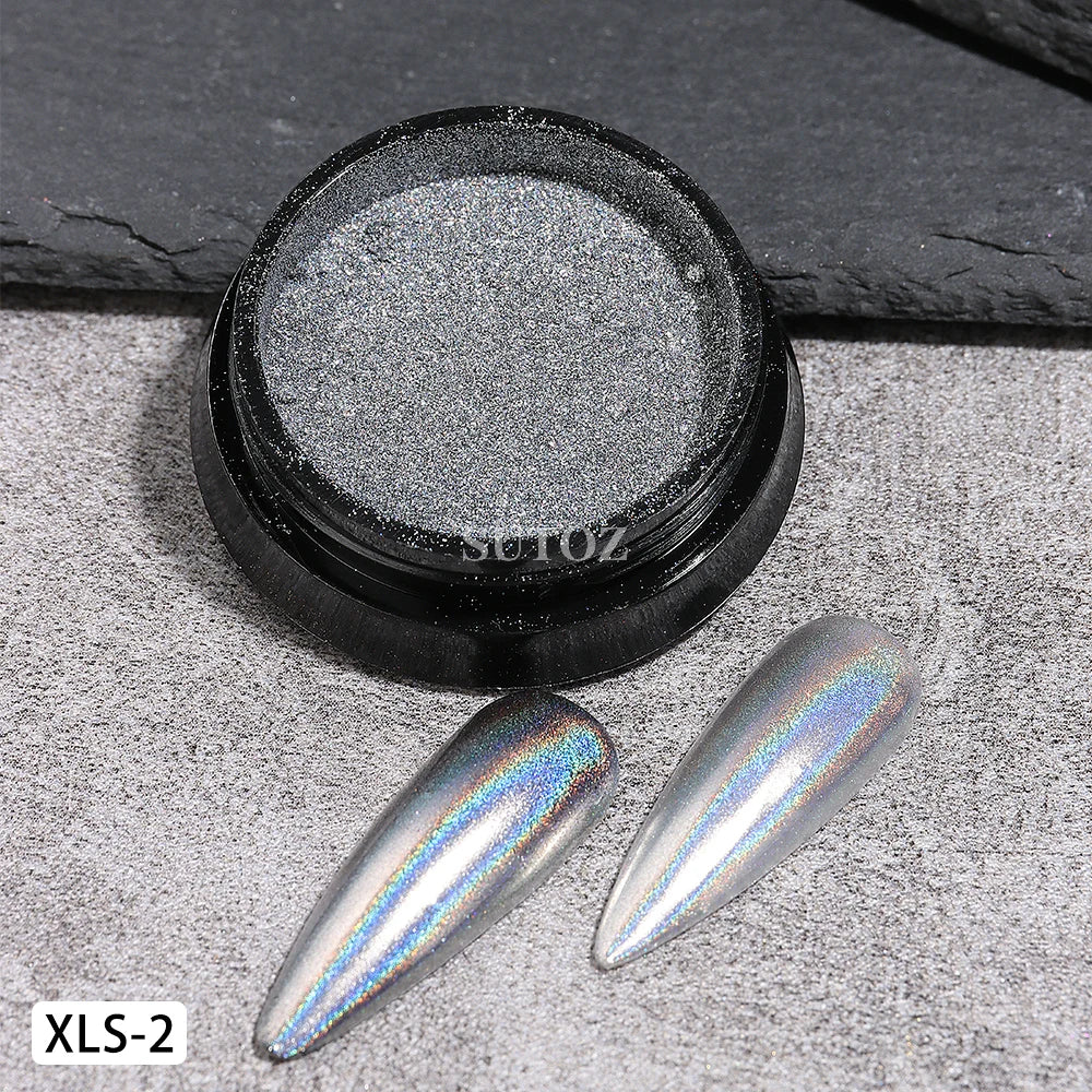 Aurora Chrome Nail Powder Blue Mermaid Rubbing Dust Chameleon Mirror Effect for Nails Fine Glitter Pigment Manicure Material BBX