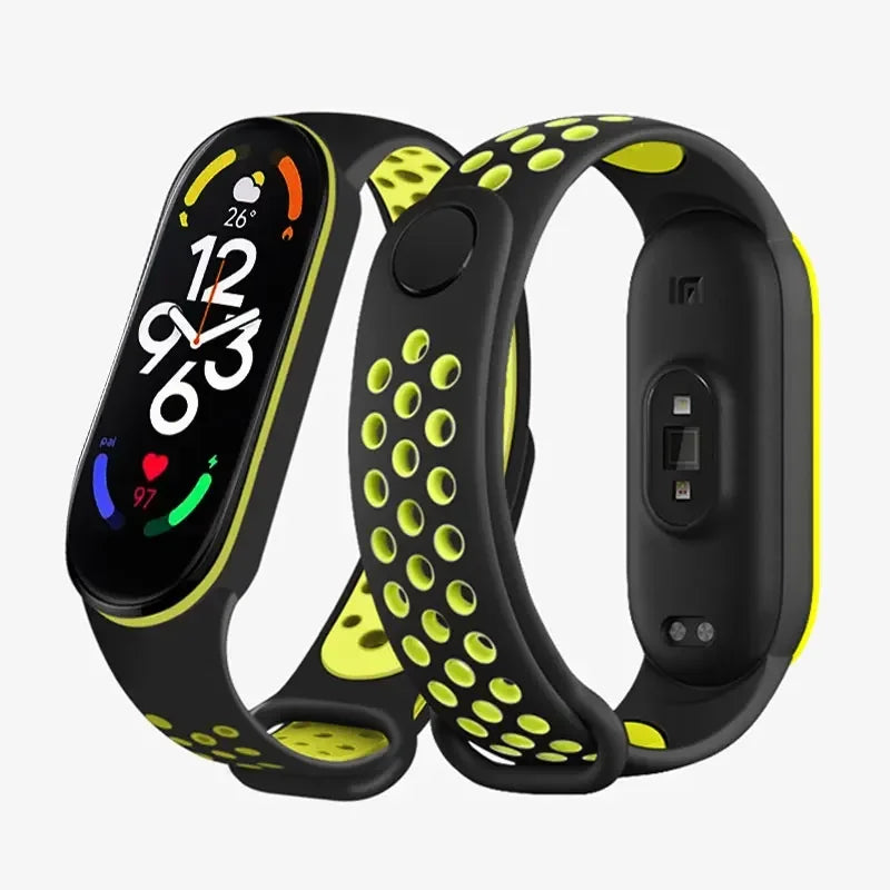 Silicone Watchband for Xiaomi Mi Band 7 NFC Smartwatch Sport Wrist Bracelet with Air-Hole Design Compatible with Mi Band 6 5 4 3 7 8