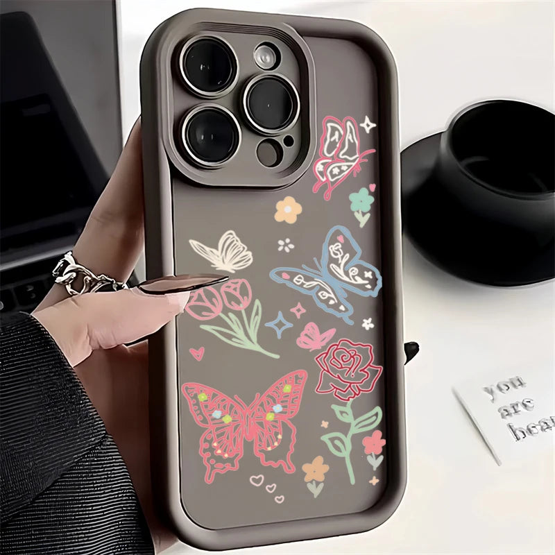 Colorful Butterfly Flower Pattern Silicone Case For Xiaomi Mi 13 12 11 Lite 5G 14 13T 12T 12X Poco X6 X5 X3 F5 M6 Pro Soft Cover