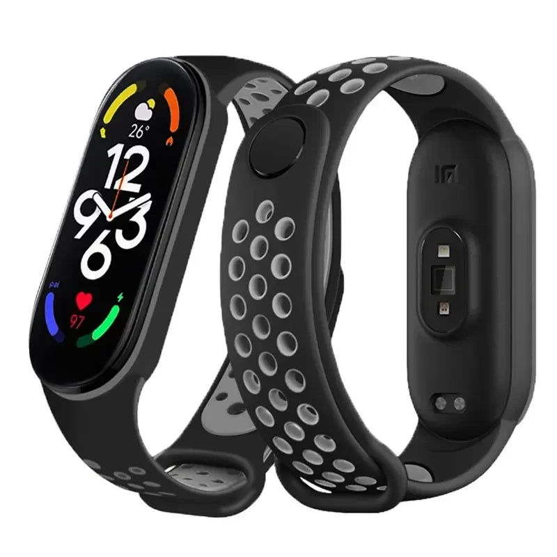 Silicone Watchband for Xiaomi Mi Band 7 NFC Smartwatch Sport Wrist Bracelet with Air-Hole Design Compatible with Mi Band 6 5 4 3 7 8