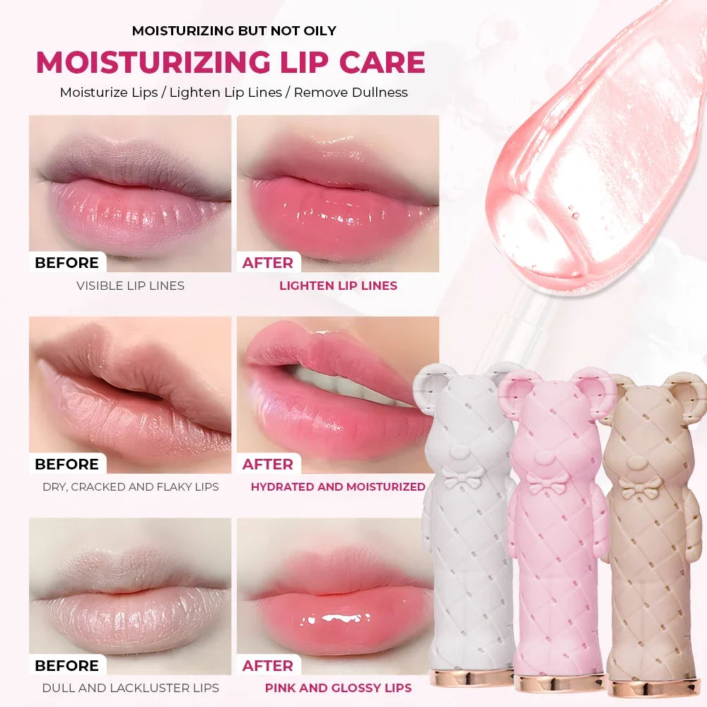 Beauty Glazed Bear Moisturizing Lipstick,Colored Lip Balm,Nourishing Lip stick,Easy To Color,Watery