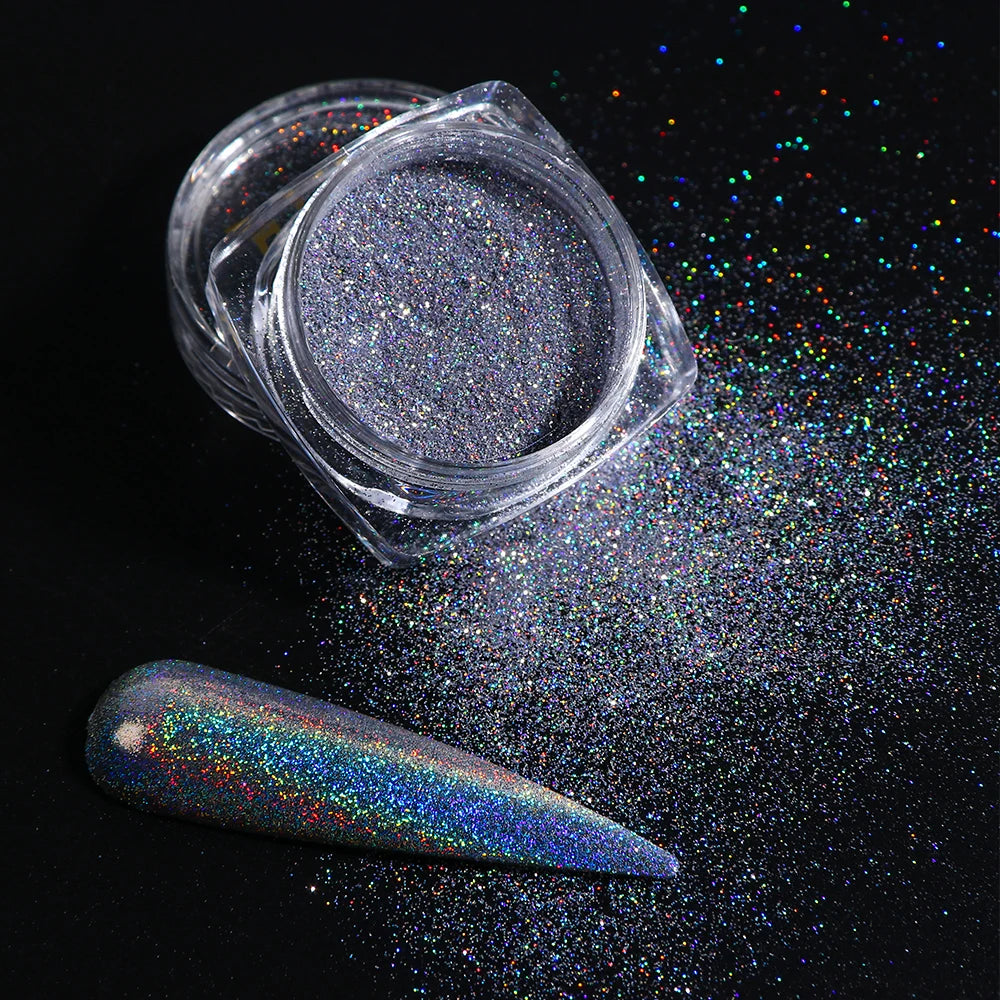 Aurora Chrome Nail Powder Blue Mermaid Rubbing Dust Chameleon Mirror Effect for Nails Fine Glitter Pigment Manicure Material BBX