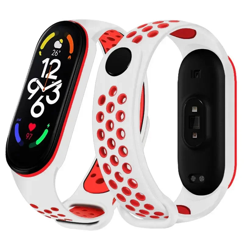 Silicone Watchband for Xiaomi Mi Band 7 NFC Smartwatch Sport Wrist Bracelet with Air-Hole Design Compatible with Mi Band 6 5 4 3 7 8