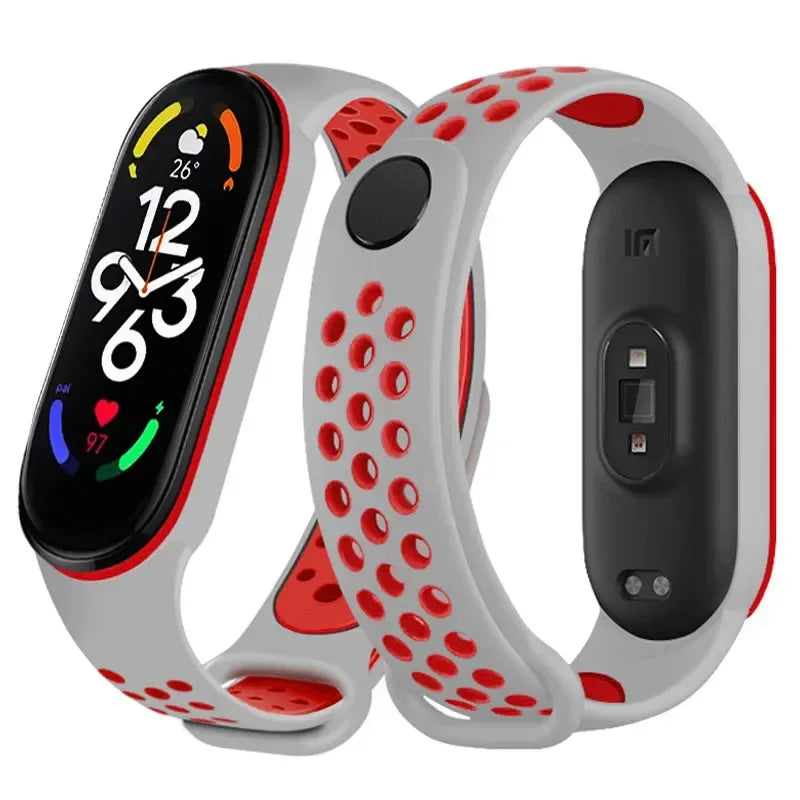 Silicone Watchband for Xiaomi Mi Band 7 NFC Smartwatch Sport Wrist Bracelet with Air-Hole Design Compatible with Mi Band 6 5 4 3 7 8