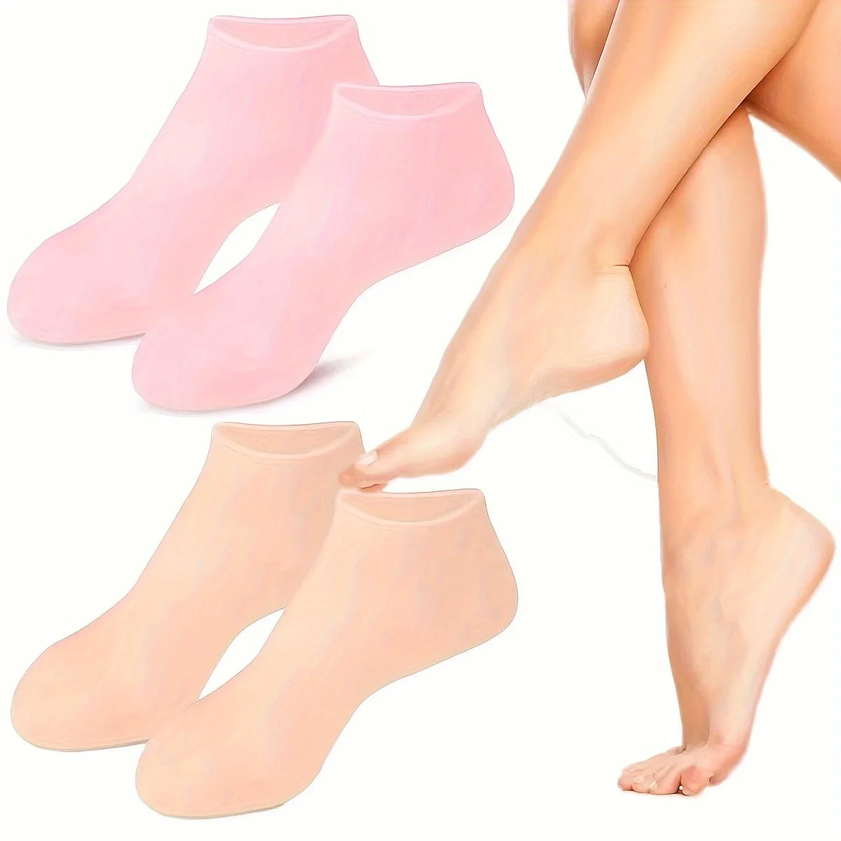 2 Pack Moisturizing Silicone Gel Socks for Dry Cracked Feet Nourishing Skin Lubricating Foot Care Massage Socks