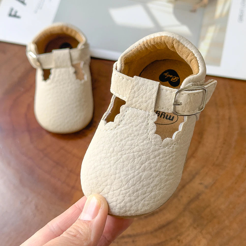 Newborn Baby Shoes Classic Stripe Leather Boy Girl Shoes Multicolor Toddler Rubber Sole Anti-slip First Walkers Infant Moccasins