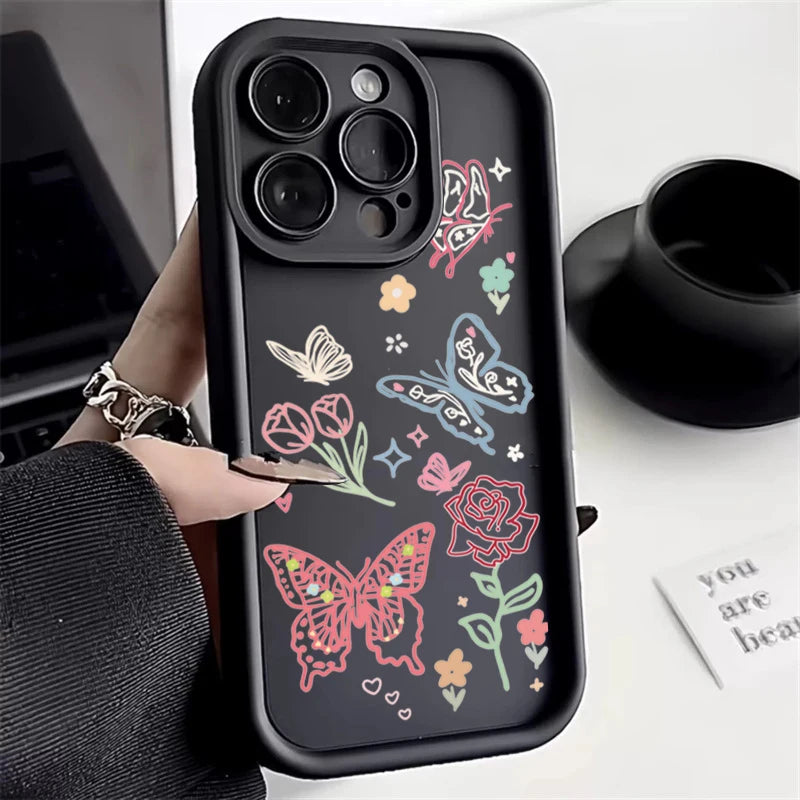 Colorful Butterfly Flower Pattern Silicone Case For Xiaomi Mi 13 12 11 Lite 5G 14 13T 12T 12X Poco X6 X5 X3 F5 M6 Pro Soft Cover