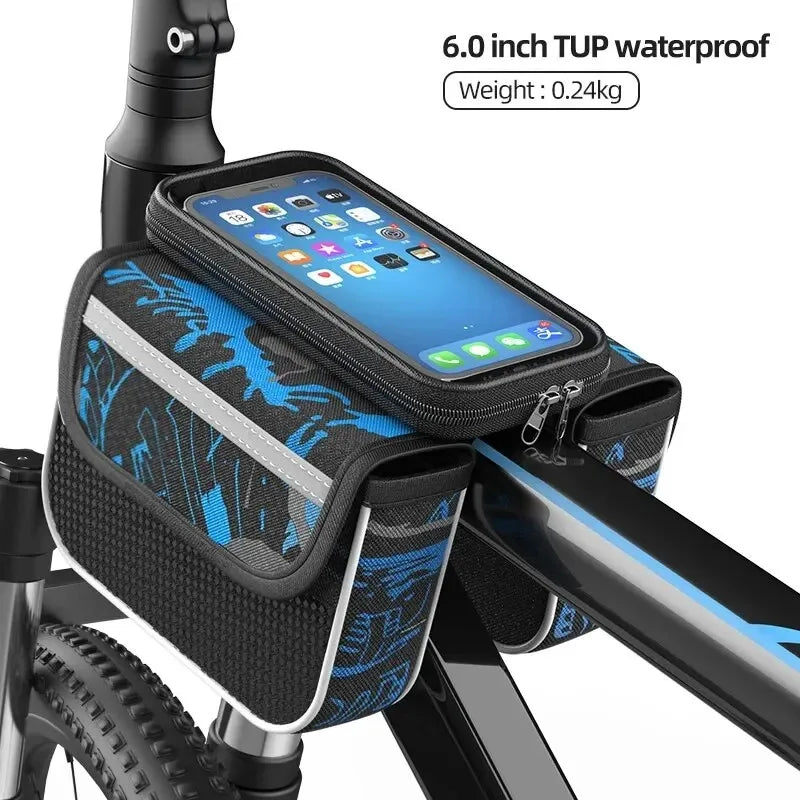 2025 Bicycle Pannier Top Front Tube Frame Bag Waterproof MTB Road Bike Storage 6.0 Inches Phone Case Cycling Bag Touch Screen