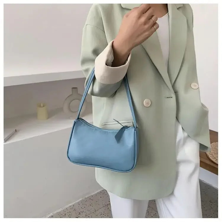 Women Handle Bag Retro Handbag PU Leather Shoulder Totes Underarm Vintage Top Handle Bag Female Small Subaxillary Bag New