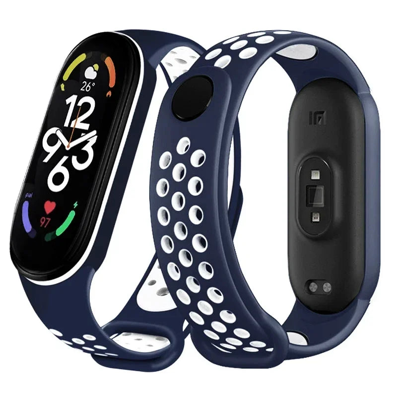 Silicone Watchband for Xiaomi Mi Band 7 NFC Smartwatch Sport Wrist Bracelet with Air-Hole Design Compatible with Mi Band 6 5 4 3 7 8