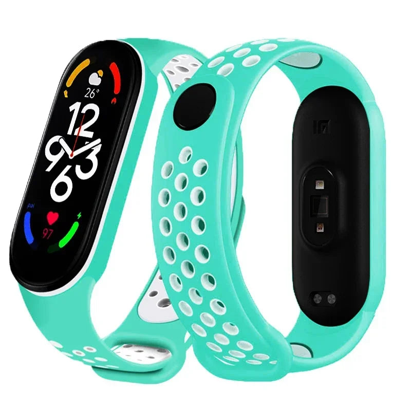 Silicone Watchband for Xiaomi Mi Band 7 NFC Smartwatch Sport Wrist Bracelet with Air-Hole Design Compatible with Mi Band 6 5 4 3 7 8