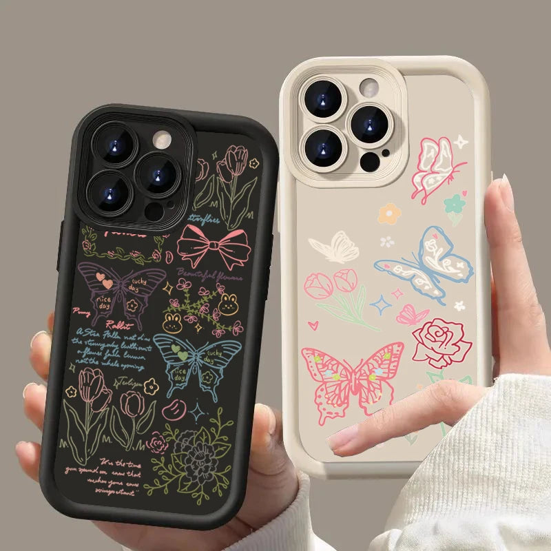 Colorful Butterfly Flower Pattern Silicone Case For Xiaomi Mi 13 12 11 Lite 5G 14 13T 12T 12X Poco X6 X5 X3 F5 M6 Pro Soft Cover