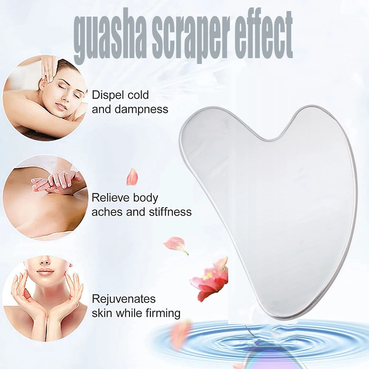 1PC Stainless Steel Gua Sha Scraper Skin Beauty Care Face Massager Full Body Neck Guasha Detox SPA Masssage Tool Stress Relax