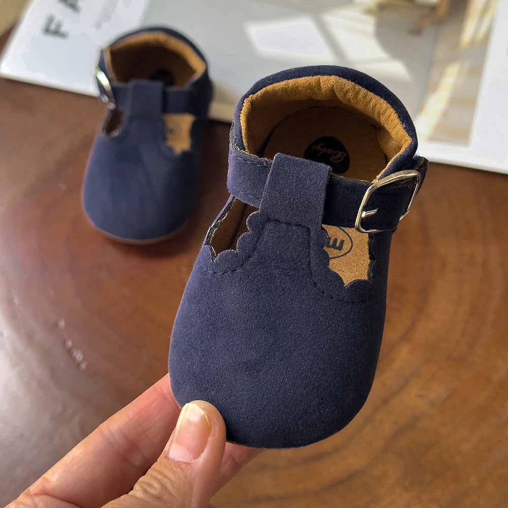 Newborn Baby Shoes Classic Stripe Leather Boy Girl Shoes Multicolor Toddler Rubber Sole Anti-slip First Walkers Infant Moccasins