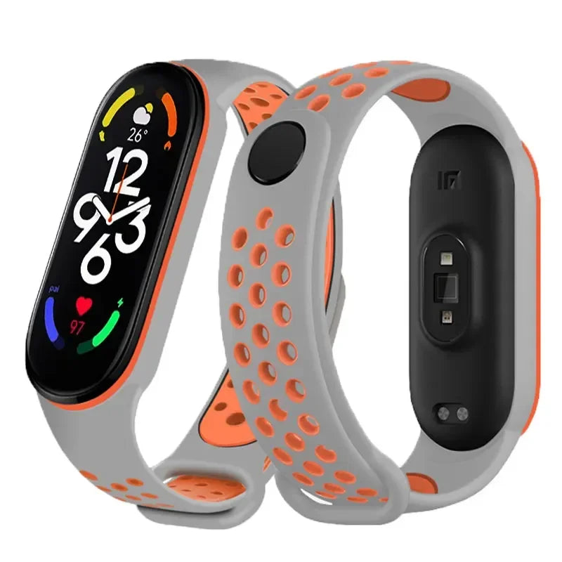 Silicone Watchband for Xiaomi Mi Band 7 NFC Smartwatch Sport Wrist Bracelet with Air-Hole Design Compatible with Mi Band 6 5 4 3 7 8