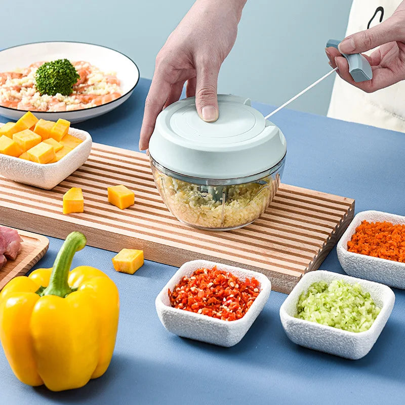 1PCS Hand Chopper Manual Rope Food Processor Silcer Shredder Salad Maker Garlic Onion Cutter Kitchen Tool Accessories