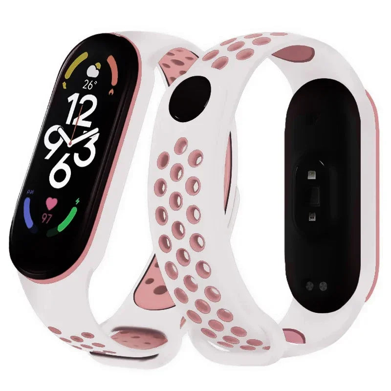 Silicone Watchband for Xiaomi Mi Band 7 NFC Smartwatch Sport Wrist Bracelet with Air-Hole Design Compatible with Mi Band 6 5 4 3 7 8