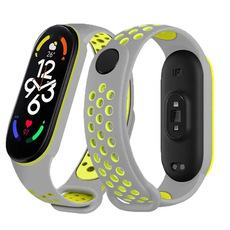 Silicone Watchband for Xiaomi Mi Band 7 NFC Smartwatch Sport Wrist Bracelet with Air-Hole Design Compatible with Mi Band 6 5 4 3 7 8