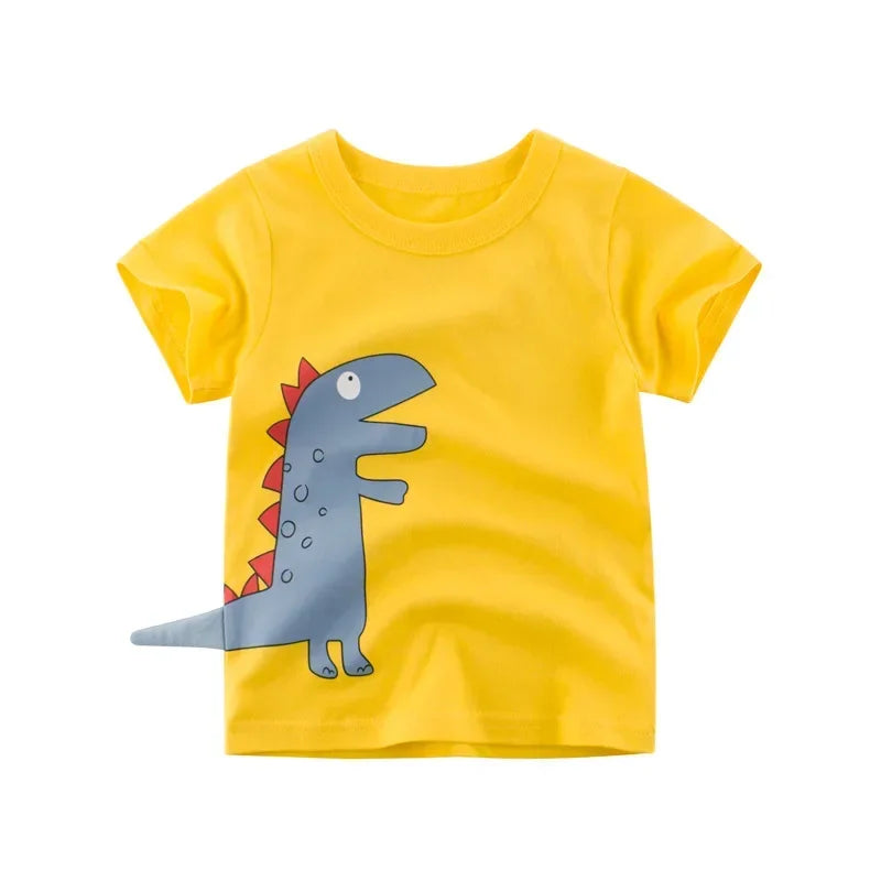 2025 Summer Children 3D Cartoon T-shirt for Boy Animal Printing Dinosaur Shark Boys T Shirt Girls Tops Tees Cartoon Kids Clothes