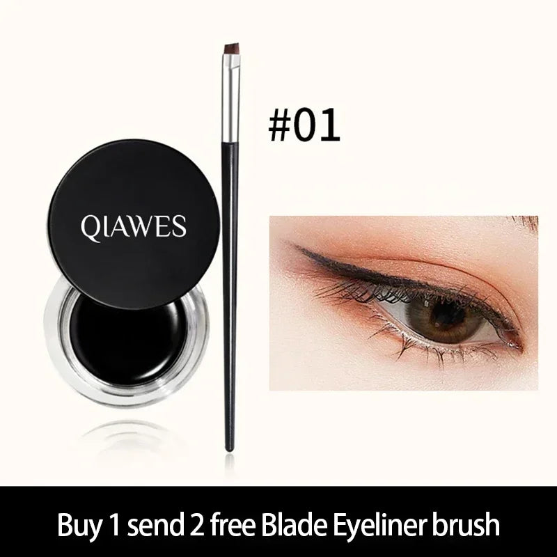 Black Brown Eyeliner Cream Waterproof Beauty Cosmetics Long Lasting Eyeliner Gel Eyeshadow Makeup Tools with Brush Set Eye Liner