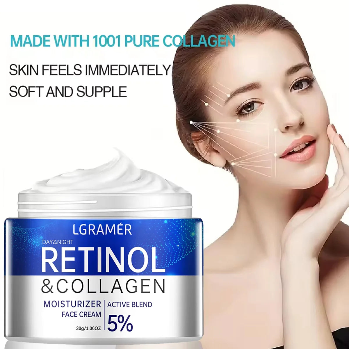 Retinol Collagen Face Cream Repairing Skin Moisturizing Hyaluronic Acid Younger Smooth Wrinkles Face Skin Care Cosmetic 30g/60g