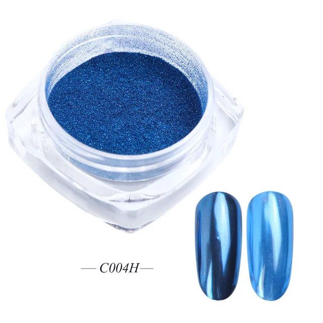 Aurora Chrome Nail Powder Blue Mermaid Rubbing Dust Chameleon Mirror Effect for Nails Fine Glitter Pigment Manicure Material BBX