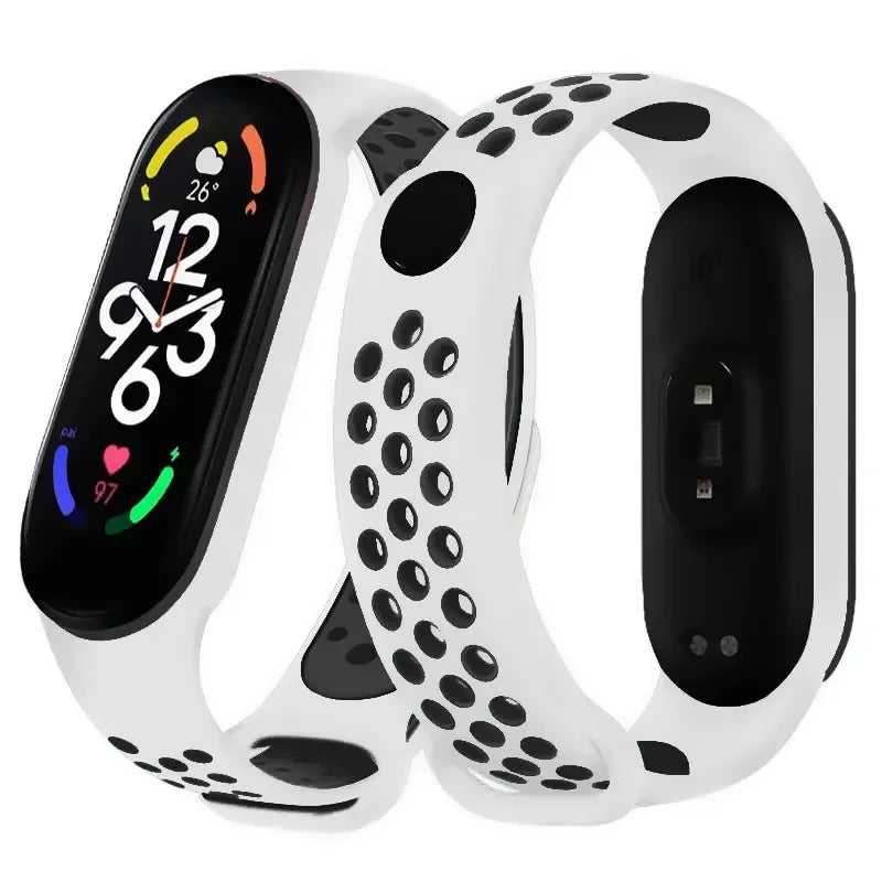 Silicone Watchband for Xiaomi Mi Band 7 NFC Smartwatch Sport Wrist Bracelet with Air-Hole Design Compatible with Mi Band 6 5 4 3 7 8