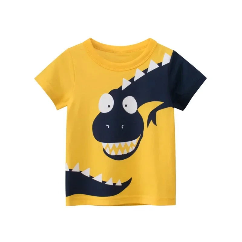 2025 Summer Children 3D Cartoon T-shirt for Boy Animal Printing Dinosaur Shark Boys T Shirt Girls Tops Tees Cartoon Kids Clothes