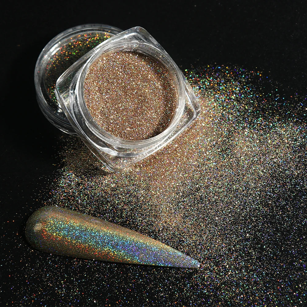 Aurora Chrome Nail Powder Blue Mermaid Rubbing Dust Chameleon Mirror Effect for Nails Fine Glitter Pigment Manicure Material BBX