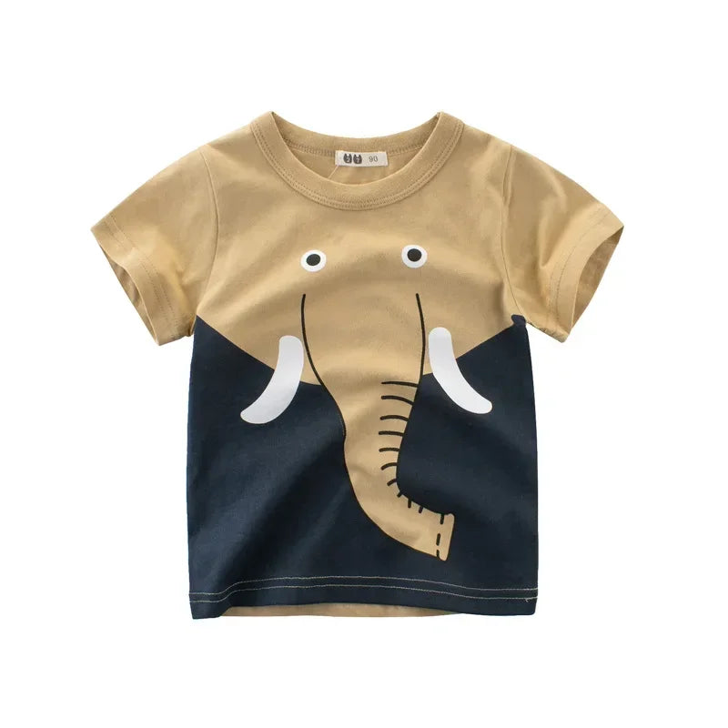 2025 Summer Children 3D Cartoon T-shirt for Boy Animal Printing Dinosaur Shark Boys T Shirt Girls Tops Tees Cartoon Kids Clothes