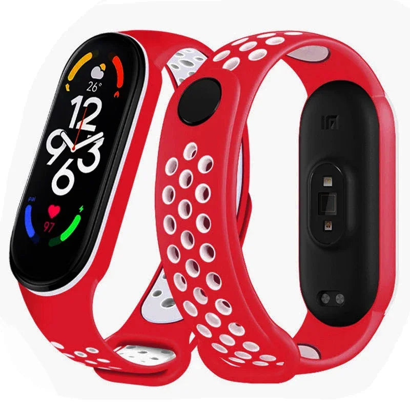 Silicone Watchband for Xiaomi Mi Band 7 NFC Smartwatch Sport Wrist Bracelet with Air-Hole Design Compatible with Mi Band 6 5 4 3 7 8