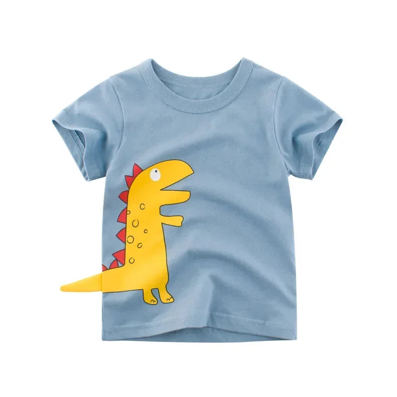 2025 Summer Children 3D Cartoon T-shirt for Boy Animal Printing Dinosaur Shark Boys T Shirt Girls Tops Tees Cartoon Kids Clothes