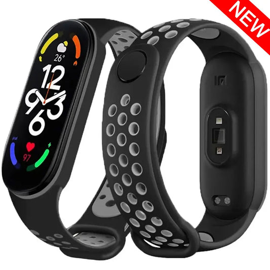 Silicone Watchband for Xiaomi Mi Band 7 NFC Smartwatch Sport Wrist Bracelet with Air-Hole Design Compatible with Mi Band 6 5 4 3 7 8