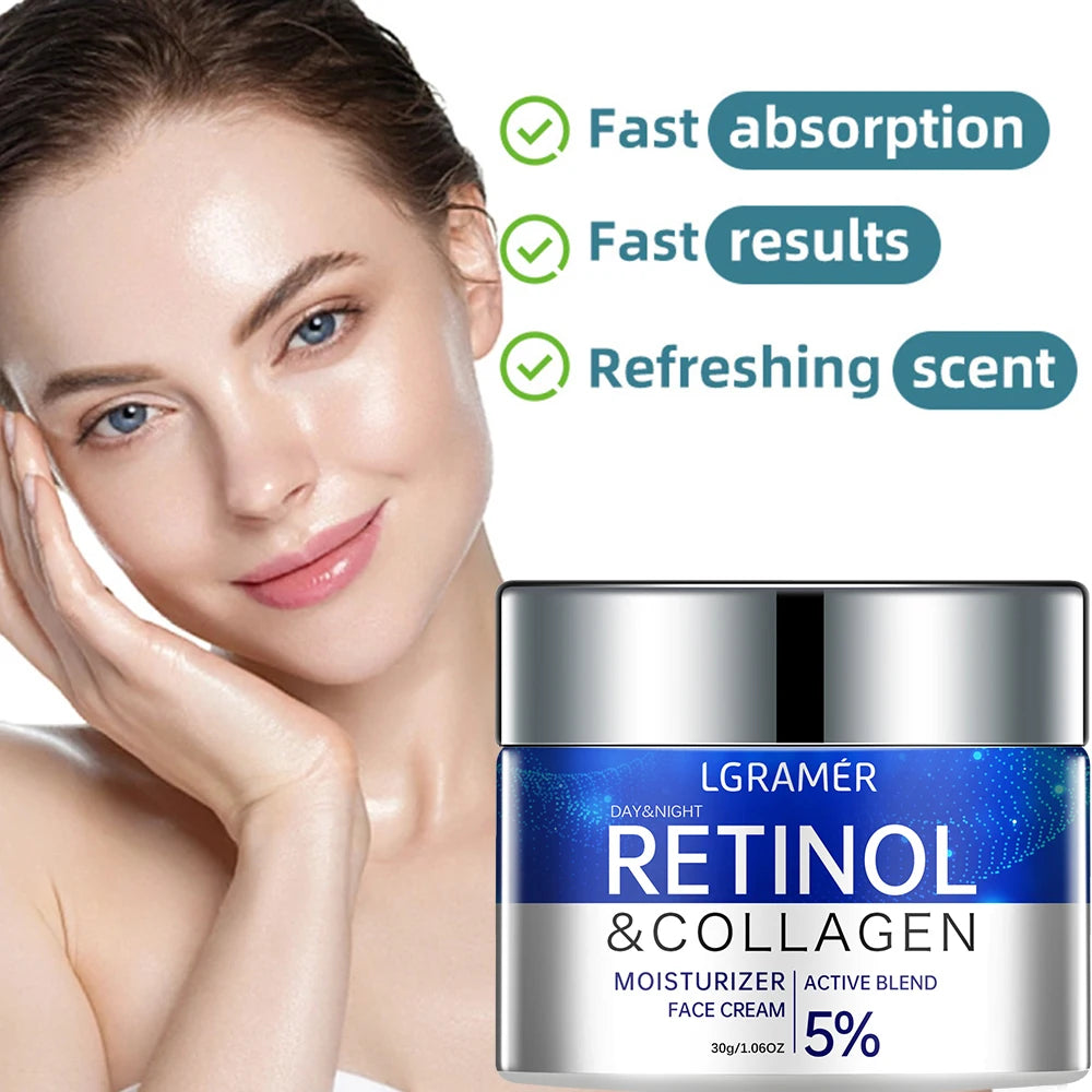 Retinol Collagen Face Cream Repairing Skin Moisturizing Hyaluronic Acid Younger Smooth Wrinkles Face Skin Care Cosmetic 30g/60g