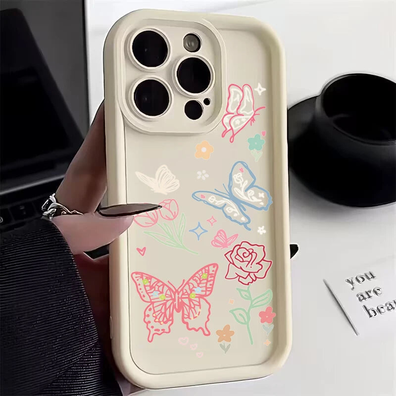 Colorful Butterfly Flower Pattern Silicone Case For Xiaomi Mi 13 12 11 Lite 5G 14 13T 12T 12X Poco X6 X5 X3 F5 M6 Pro Soft Cover