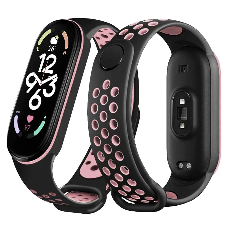 Silicone Watchband for Xiaomi Mi Band 7 NFC Smartwatch Sport Wrist Bracelet with Air-Hole Design Compatible with Mi Band 6 5 4 3 7 8