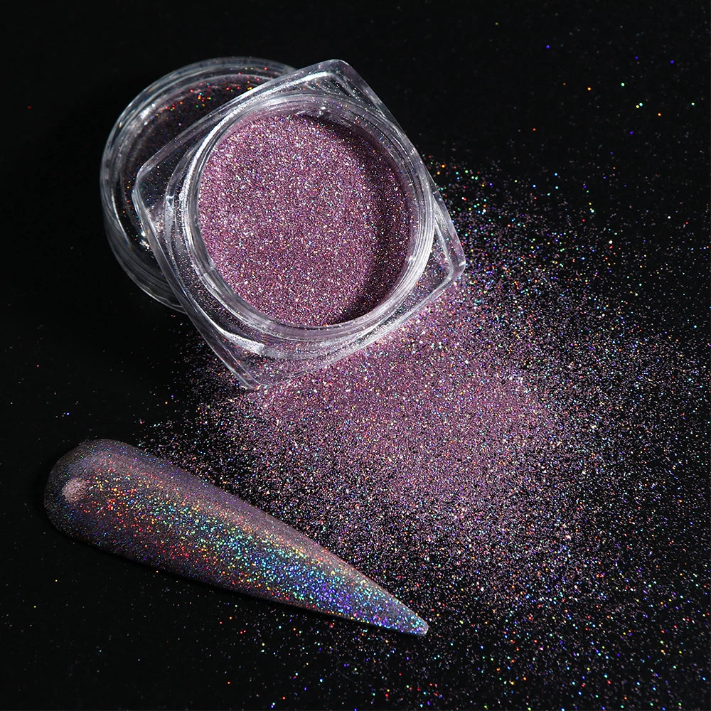 Aurora Chrome Nail Powder Blue Mermaid Rubbing Dust Chameleon Mirror Effect for Nails Fine Glitter Pigment Manicure Material BBX