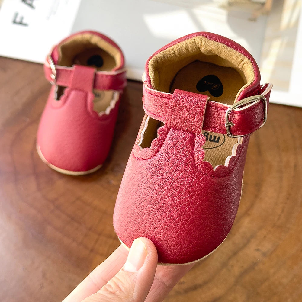 Newborn Baby Shoes Classic Stripe Leather Boy Girl Shoes Multicolor Toddler Rubber Sole Anti-slip First Walkers Infant Moccasins