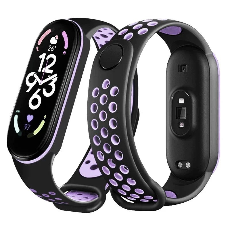 Silicone Watchband for Xiaomi Mi Band 7 NFC Smartwatch Sport Wrist Bracelet with Air-Hole Design Compatible with Mi Band 6 5 4 3 7 8