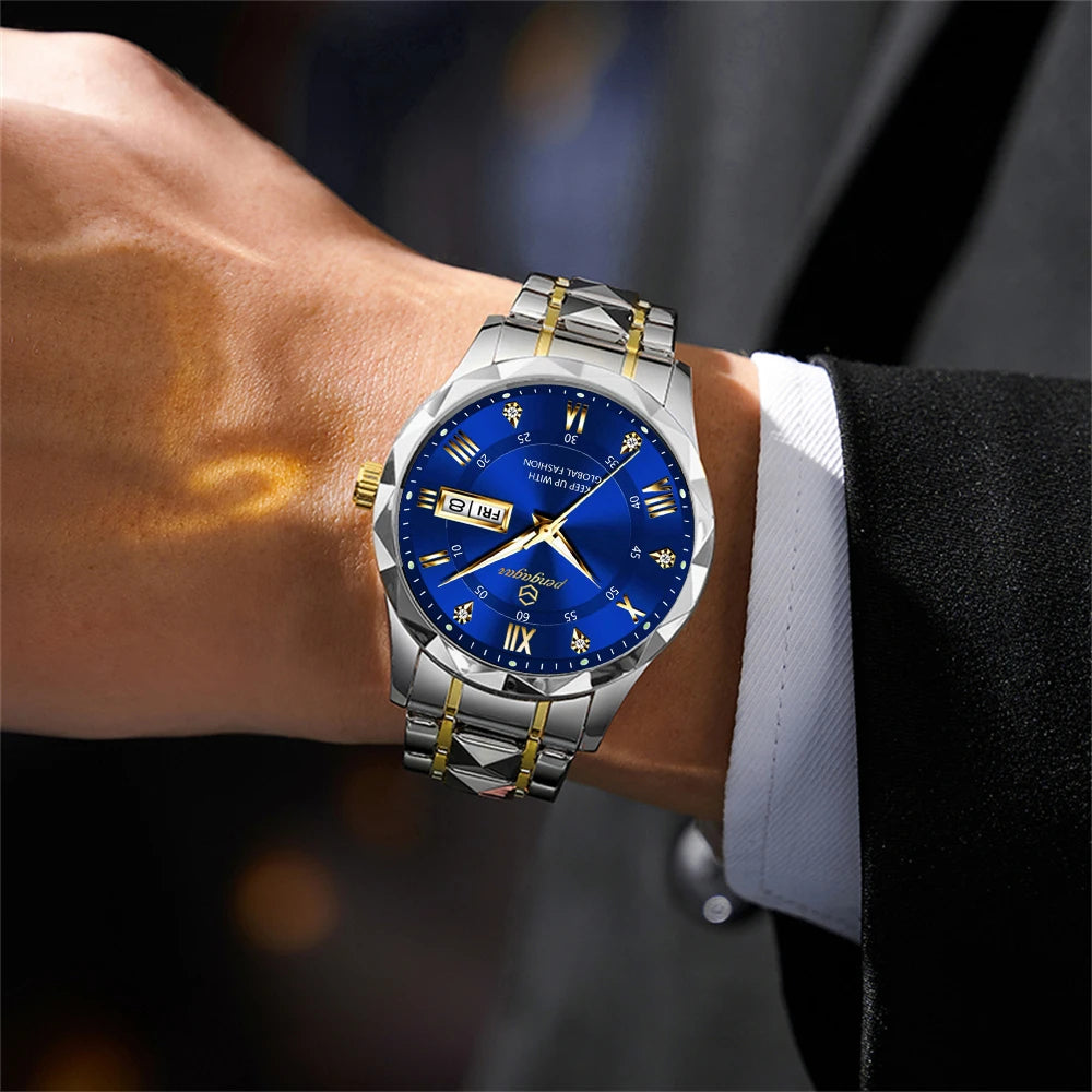 2025 New Top Brand Luxury Man Wristwatch Waterproof Luminous Date Week Men Watches Stainless Steel Quartz Men's Watch Male reloj